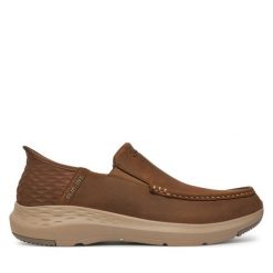 Półbuty Skechers. Brązowe półbuty męskie Skechers, bez zapięcia. Za 289.99 zł.