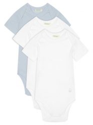 United Colors Of Benetton Komplet 3 par body dziecięcych 3GI70B079 Niebieski. Niebieskie body niemowlęce United Colors Of Benetton, bez wzorów, z bawełny, bez ramiączek. Za 79.99 zł.