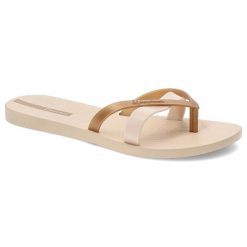 Beżowe Japonki Ipanema Modne Obuwie Damskie. Brązowe klapki damskie Ipanema, bez wzorów, z materiału, bez obcasa. Za 79.99 zł.