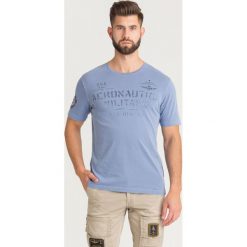 T-SHIRT Aeronautica Militare. Niebieskie t-shirty męskie AERONAUTICA MILITARE, l, bez wzorów, z bawełny, bez kołnierzyka. Za 289.00 zł.