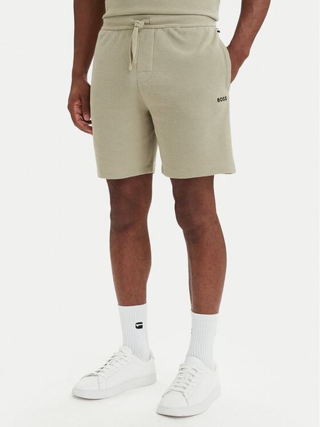 BOSS Szorty sportowe Waffle 50535884 Zielony jasny Regular Fit. Zielone szorty męskie Boss, l, z bawełny. Za 229.99 zł.