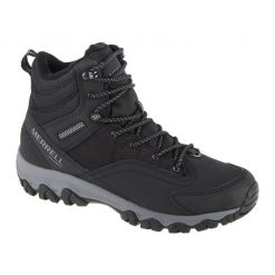 Buty Merrell Thermo Akita Mid Wp J036441 czarne. Czarne buty trekkingowe męskie z gumy, bez zapięcia. Za 677.98 zł.