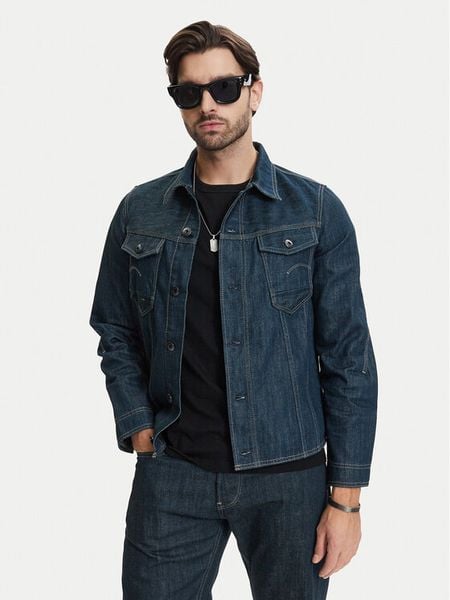 G-Star Raw Kurtka jeansowa 3D Dart D28418-E358 Granatowy Regular Fit. Niebieskie kurtki męskie G-Star Raw, l, bez wzorów, z bawełny, retro, bez kaptura. Za 449.99 zł.