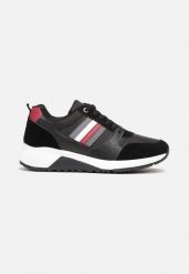 Czarne Buty Sportowe ze Sznurowaniem i Dekoracyjnymi Wstawkami Hanu. Czarne buty sportowe na co dzień męskie Born2be, bez zapięcia. Za 84.99 zł.