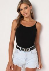 Czarny Top Bawełniany Phaenis. Czarne topy damskie Born2be, l, bez wzorów, z bawełny, bez kołnierzyka. Za 19.99 zł.