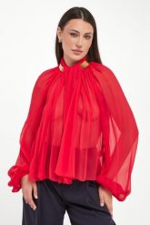 Koszula damska z krepy ELISABETTA FRANCHI. Koszule damskie Elisabetta Franchi, bez wzorów, bez kołnierzyka, bez ramiączek. Za 1,369.00 zł.