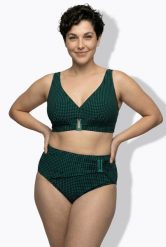 Damskie Bikini krata miękkie miseczki ozdobna klamra. Czarne bikini damskie Ulla Popken, bez wzorów, plus size. Za 191.99 zł.