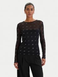 KARL LAGERFELD Bluzka B1W17024 Czarny Slim Fit. Czarne bluzki damskie Karl Lagerfeld, l, bez wzorów, z syntetyku, bez ramiączek. Za 779.99 zł.