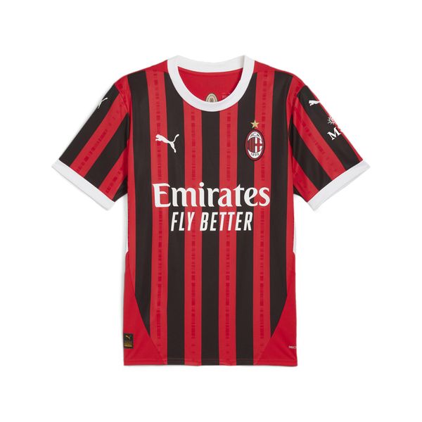 Męska koszulka domowa AC Milan 24/25 PUMA For All Time Red Black. Czarne t-shirty sportowe męskie Puma, m, bez ramiączek, do piłki nożnej. Za 313.99 zł.