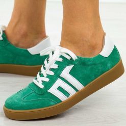 Zielone skórzane półbuty damskie Vinceza 79517. Zielone półbuty damskie VINCEZA, bez wzorów, z jeansu, biznesowe, bez obcasa, na płaskiej podeszwie. Za 199.00 zł.
