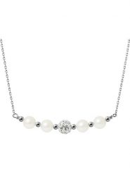 Pearline Srebrny naszyjnik z kryształkami i perłami w kolorze białym - dł. 38 cm rozmiar: onesize. Białe naszyjniki damskie Pearline, srebrne. Za 202.03 zł.