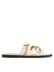 Guess Klapki FLJGRY LEA03 Biały. Białe klapki damskie Guess, z aplikacjami, ze skóry, bez obcasa. Za 549.99 zł.