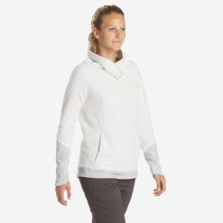 Bluza turystyczna damska Quechua NH100. Szare bluzy bez kaptura damskie QUECHUA, m, z bawełny. W wyprzedaży za 69.99 zł.