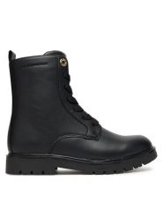 Tommy Hilfiger Trapery Lace-Up Bootie T3A5-34012-1355 D Czarny. Czarne kozaki dziewczęce Tommy Hilfiger, bez wzorów, ze skóry, bez obcasa. Za 449.99 zł.