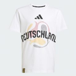 Dziecięca koszulka Mistrzostwa Świata FIFA 26 Niemcy. Białe bluzki sportowe damskie Adidas, l, z bawełny, bez kołnierzyka, bez ramiączek. Za 109.00 zł.