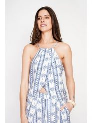 ASSUILI Top w kolorze granatowym rozmiar: 42. Niebieskie topy damskie Assuili, bez wzorów, z asymetrycznym kołnierzem. Za 65.99 zł.