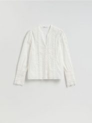 Koszula z koronkowymi wstawkami - biały. Białe koszule damskie Reserved, l, bez wzorów, z bawełny, klasyczne, bez kołnierzyka, bez ramiączek. Za 139.99 zł.