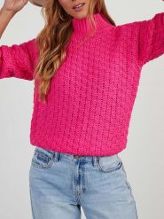 Milan Kiss Sweter w kolorze różowym rozmiar: S. Różowe golfy damskie Milan Kiss, s, bez wzorów, bez ramiączek. Za 200.13 zł.