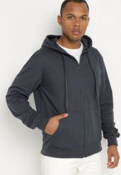 Ciemnogranatowa Bluza z Bawełną Kapturem i Sznurkami Asallin. Niebieskie bluzy z kapturem męskie Born2be, m, z bawełny. Za 49.99 zł.