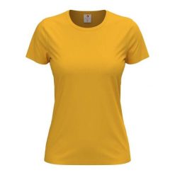 Damska Klasyczna Koszulka O Dopasowanym Kroju. Żółte bluzki damskie Stedman, bez wzorów, bez kołnierzyka. Za 39.99 zł.