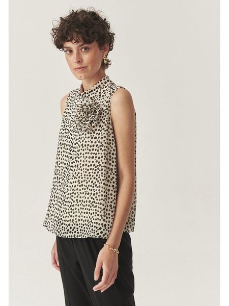 TATUUM Bluzka w kolorze beżowo-czarnym rozmiar: 38. Brązowe bluzki damskie Tatuum, bez wzorów, bez kołnierzyka, bez ramiączek. Za 127.35 zł.