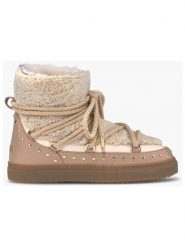 INUIKII Botki zimowe "Curly Rock" w kolorze beżowym rozmiar: 39. Brązowe botki damskie Inuikii, na zimę, z materiału, rockowe, bez obcasa, bez zapięcia. Za 892.02 zł.
