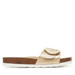 Klapki Josef Seibel. Żółte klapki damskie Josef Seibel, bez wzorów, bez obcasa. Za 279.99 zł.