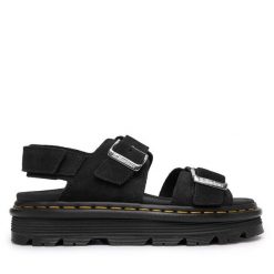 Sandały Dr. Martens. Czarne sandały damskie Dr. Martens, bez wzorów, bez obcasa, na płaskiej podeszwie. Za 611.99 zł.
