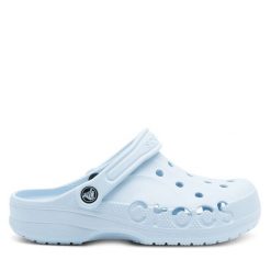 Klapki Crocs. Niebieskie klapki damskie Crocs, bez wzorów, bez obcasa. Za 199.99 zł.