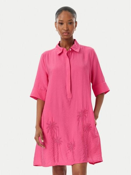LOLA CASADEMUNT Sukienka koszulowa LS2616034 Różowy ciemny Relaxed Fit. Czerwone sukienki damskie lola casademunt, xl, bez wzorów, z wiskozy, bez kołnierzyka, bez ramiączek, koszulowe. Za 543.99 zł.
