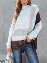 Milan Kiss Sweter w kolorze brązowo-szarym rozmiar: M. Brązowe golfy damskie Milan Kiss, m, bez wzorów, bez ramiączek. Za 144.92 zł.