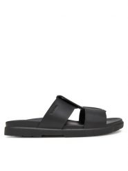 Calvin Klein Klapki Lug Sandal Double T Lth HM0HM01734 Czarny. Czarne klapki i japonki męskie CALVIN KLEIN, ze skóry. Za 519.99 zł.