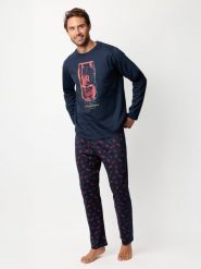 Disney Piżama "Disney" w kolorze granatowym rozmiar: XL. Niebieskie piżamy męskie Disney, xl, bez wzorów, z bawełny, bez ramiączek. Za 148.61 zł.