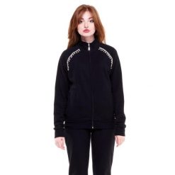 Bluza z bawełna z pełny zamek błyskawiczny na co dzień. Czarne bluzy bez kaptura damskie LEONE 1947 APPAREL, s, z bawełny. W wyprzedaży za 201.87 zł.