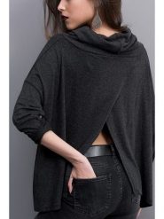 Milan Kiss Bluzka w kolorze antracytowym rozmiar: M. Czarne bluzki damskie Milan Kiss, m, bez wzorów, bez kołnierzyka, bez ramiączek. Za 60.99 zł.