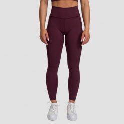 Legginsy damskie fitness z kieszenią bakłażanowe Mesh Panel. Czerwone legginsy damskie GYMBEAM, l, bez wzorów, z elastanu. Za 112.90 zł.