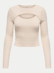 ONLY Sweter Meddi 15339582 Beżowy Cropped Fit. Brązowe swetry klasyczne damskie Only, xl, z wiskozy, bez kołnierzyka. Za 79.99 zł.