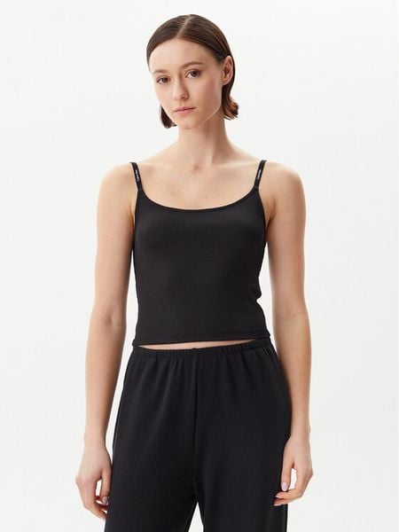 Calvin Klein Jeans Top Logo J20J225312 Czarny Slim Fit. Czarne topy damskie Calvin Klein Jeans, m, bez wzorów, z jeansu, bez ramiączek. Za 109.99 zł.