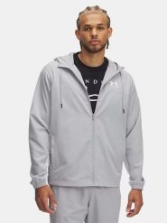Under Armour Kurtka przeciwwiatrowa "Rival" w kolorze jasnoszarym rozmiar: XXL. Szare kurtki męskie Under Armour, xxl, bez wzorów, bez kaptura. Za 170.07 zł.