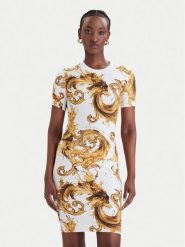 Versace Jeans Couture Sukienka codzienna 80HAO939 JS553 Biały Slim Fit. Białe sukienki damskie Versace Jeans Couture, na co dzień, xs, bez wzorów, z bawełny, bez kołnierzyka, bez ramiączek, proste. Za 1,009.00 zł.