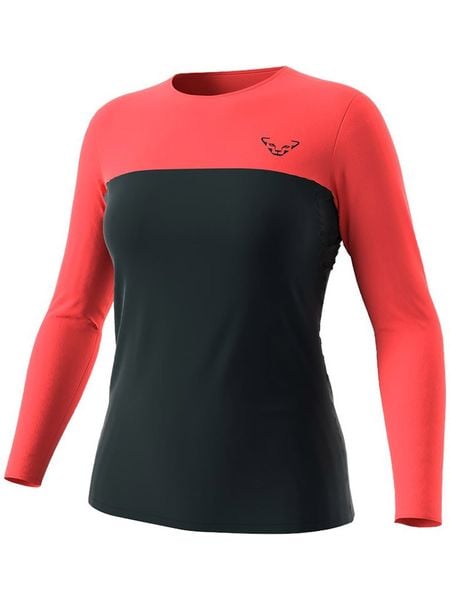 DYNAFIT Koszulka funkcyjna "TRAVERSE S-TECH" w kolorze czarno-pomarańczowym rozmiar: XS/S. Czarne bluzki sportowe damskie Dynafit, s, bez wzorów, z materiału, bez ramiączek. Za 244.95 zł.