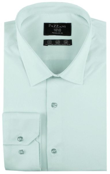 Jednokolorowa, Bawełniana Koszula o Prostym Kroju - Miętowa. Zielone koszule męskie Pazzani, bez wzorów, z bawełny, bez kołnierzyka, bez ramiączek. Za 169.00 zł.