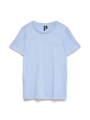 Vero Moda Koszulka w kolorze błękitnym rozmiar: XL. Niebieskie bluzki damskie Vero Moda, xl, bez wzorów, z bawełny, bez kołnierzyka, bez ramiączek. Za 49.19 zł.