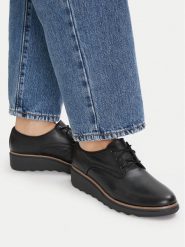 Clarks Półbuty Sharon Rae 261754164 Czarny. Czarne półbuty damskie Clarks, bez wzorów, bez obcasa, na koturnie. Za 399.99 zł.