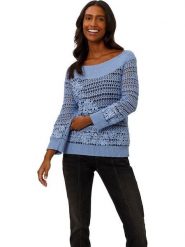 Heine Sweter w kolorze niebieskim rozmiar: 36. Niebieskie swetry klasyczne damskie Heine, ze splotem, bez kołnierzyka. Za 86.99 zł.