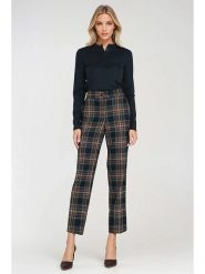 Nife Spodnie w kolorze czarno-biało-pomarańczowym rozmiar: 36. Białe spodnie materiałowe damskie Nife, bez wzorów, z materiału, z podwyższonym stanem. Za 180.91 zł.