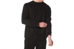Bluza dresowa sportowa męska Asics BL Sweat Crew. Czarne bluzy sportowe męskie Asics, bez wzorów, z bawełny, sportowe, bez kołnierzyka, bez ramiączek. Za 129.99 zł.