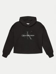 Calvin Klein Jeans Bluza Glitter Monogram IG0IG02543 Czarny Relaxed Fit. Czarne spodnie dziewczęce Calvin Klein Jeans, z bawełny. Za 209.99 zł.