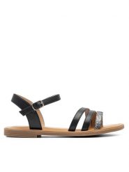 Clara Barson Sandały DEANNA WS5100-13 Czarny. Czarne sandały damskie Clara Barson, bez wzorów, ze skóry, bez obcasa, na płaskiej podeszwie. Za 69.99 zł.