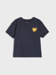 Bawełniana koszulka z nadrukiem na plecach Garfield - szary. Szare koszulki dziewczęce Sinsay, l, bez wzorów, z bawełny, bez ramiączek. Za 15.99 zł.